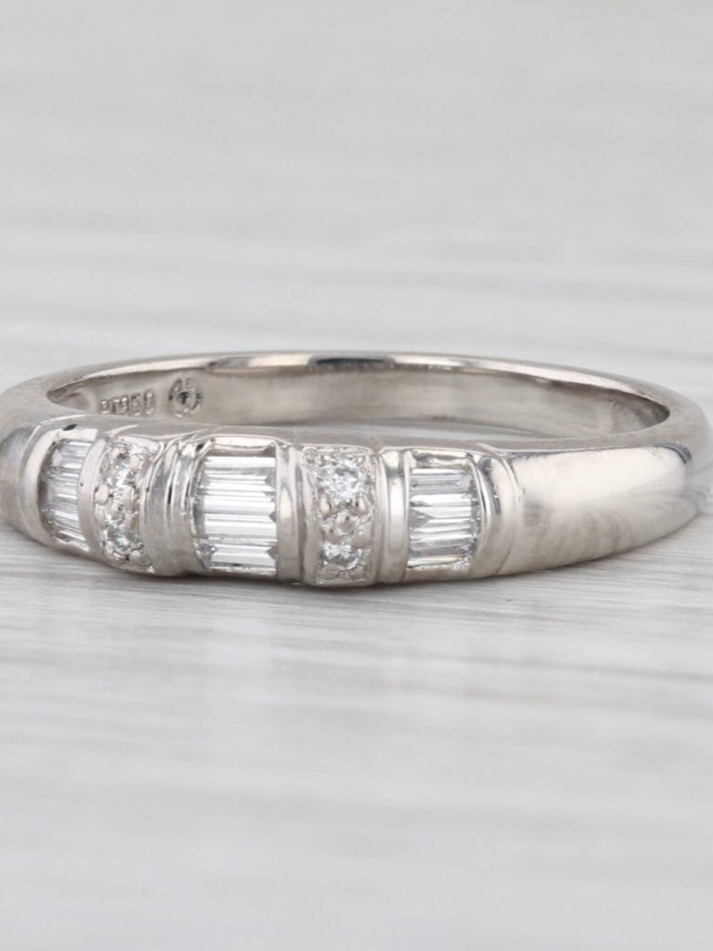 0.27ctw Diamond Wedding Band 950 Platinum Stackable Ring Size 6.5